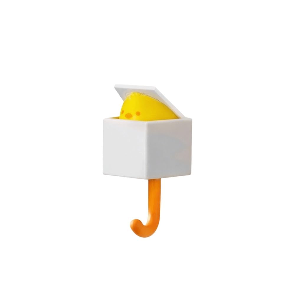 Dazhua Yellow 3Pcs Cute Cartoon Cat Self-Adhesive Wall Hooks - No Drill Plastic Hanger For Key And Coat Storage, Fun Home Decor(Yellow)