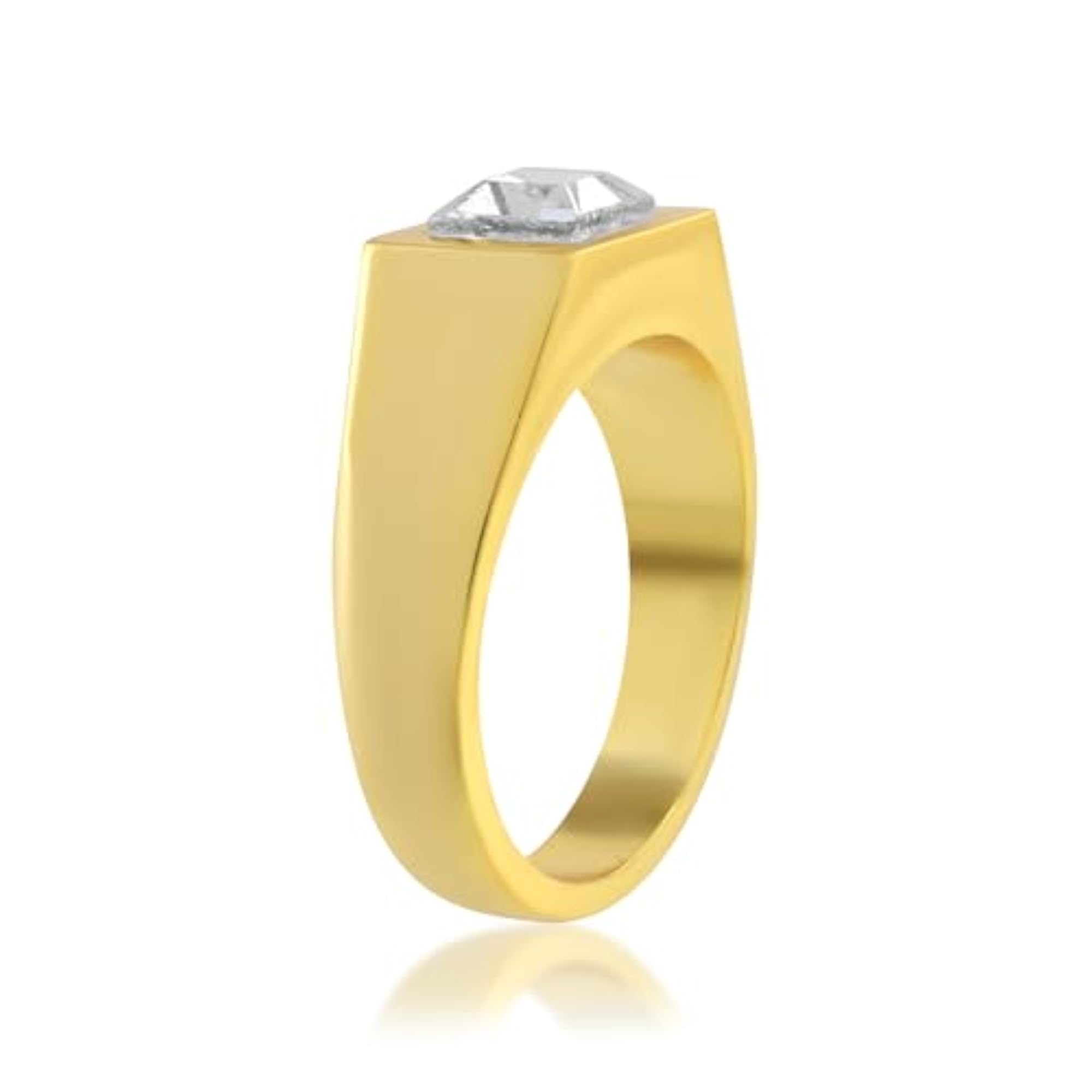 Brass Gold Plated Solitaire Imitation Diamond Ring
