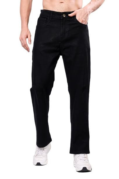 Image of EditLook Men's Denim Cotton Blend Oversized Loose Baggy Fit Mid Rise Jeans Pants for Men