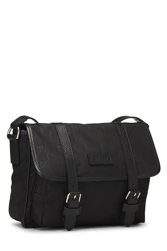 Pre-Loved Black GG Nylon Flap Messenger Small, Black2