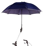  Orig. MPB® Rollatorschirm 99 SI (PASSEND FÜR 99% ALLER ROLLATOREN!), Regenschirm und Sonnenschirm nutzbar, silber, Schirmhalter mit 2 Verstellgelenken, Mikrofaser-Schirm, inkl. Schirmhülle