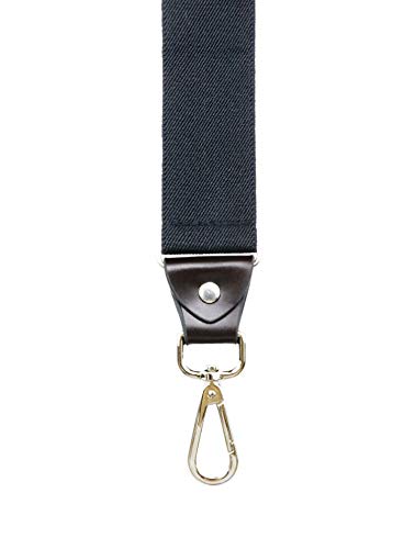 Jierku Romanlin Mens Suspenders For Work 3 Swivel Hook Clips Y-Back For Groomsmen Leather Black #TOP2