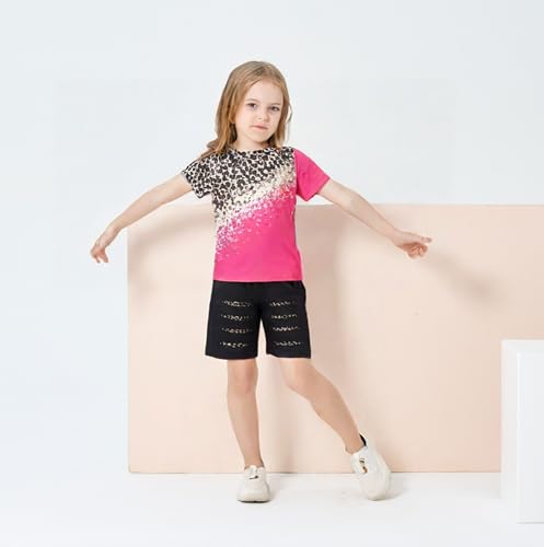 Image of Axumity Kid Toddler Girl Clothes Summer Ruffle Sleeve Figure Graphic Shirt + Shorts Summer Outfits Set