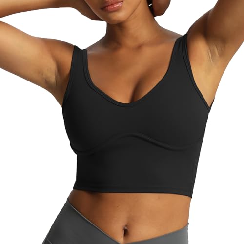 Aoxjox Women's Workout Brooke Tank Crop Curve Longline Fitness Sports Bras Training Gym Bra Yoga2