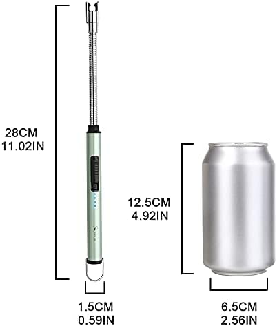 Suprus Zapalniczka do świec, do wielokrotnego ładowania, elektryczna, łukowa, potrójne zabezpieczenie, obudowa ze stali nierdzewnej, haczyk do zawieszania, elastyczna szyjka 360° (niebieska)