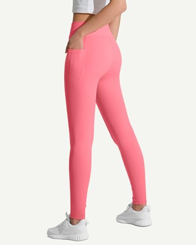 Image of JOCMIC Girls Athletic Leggings High Waist for Kids Yoga Dance Gym Pants with Pocket