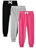 HXP 3 Pack Girls Sweatpants Girls Joggers Soft Cotton Athletic Sweatpants Pants for Kids with Pocket Drawstring