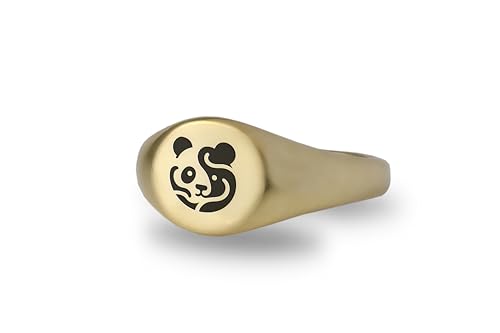 Bague Or 14k Panda : chevalière gravée main de haute joaillerie