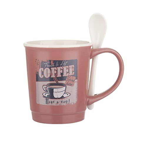 KASANOVA Mug caffè malva 400 ml con cucchiaino marrone Tavola,Tè e caffè