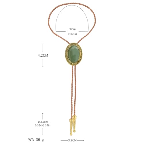 Image of Jeilwiy Bolo Tie for Men Real Stone Westwern Cowboy Ties Silver Bolos Women Leather Necktie Gift for Birthday Christmas
