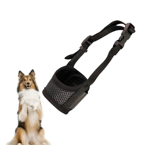 GUTERTOP Bozal para cão médio seguro e respirável, açaime de nylon para cães grandes com trela ajustável, açaime anticomer para cães evita mordidas e latidos e mastigar (L preto)