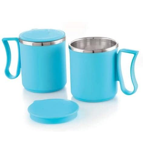 YM STAINLESS STEEL - Espresso Coffee Mug with LID (Blue), Spill Proof, Break Resistant, Durable, ODORLESS, Medium, Pack of 2, 300 ML (B09YVC8BPW) Amazon Price History, Amazon Price Tracker