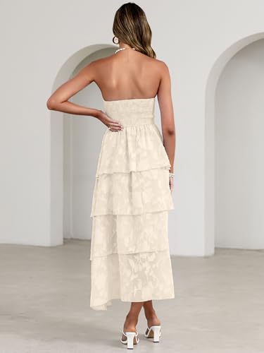 Image of Simplee Womens Summer Strapless Maxi Dress 2026 Boho Floral Off Shoulder Wedding Guest Dresses Tiered Beach Long Sundress