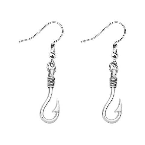 CHOORO Fish Hook Earrings Fishing Hook Pendant Jewelry Fishing Girlfriend Gift for Girlfriend Jewelry Gifts Womens Earrings Fish Hook For Her (hook earings) Cover