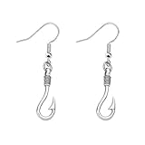 CHOORO Fish Hook Earrings Fishing Hook Pendant Jewelry Fishing Girlfriend Gift for Girlfriend Jewelry Gifts Womens Earrings Fish Hook For Her (hook earings)