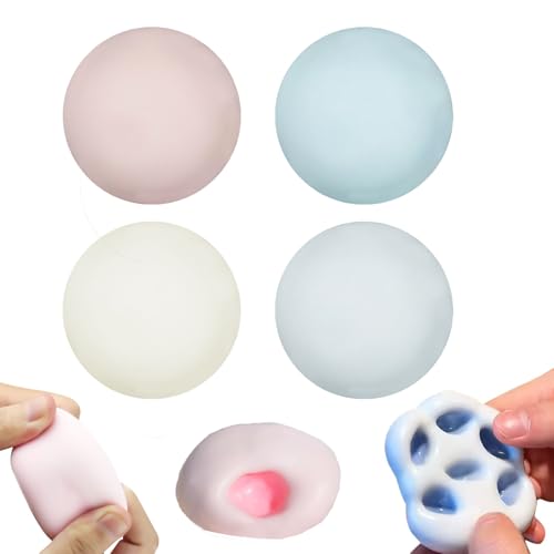 LIAVOP Lot de 4 balles anti-stress en forme de raisin - Jouet anti-stress avec perles