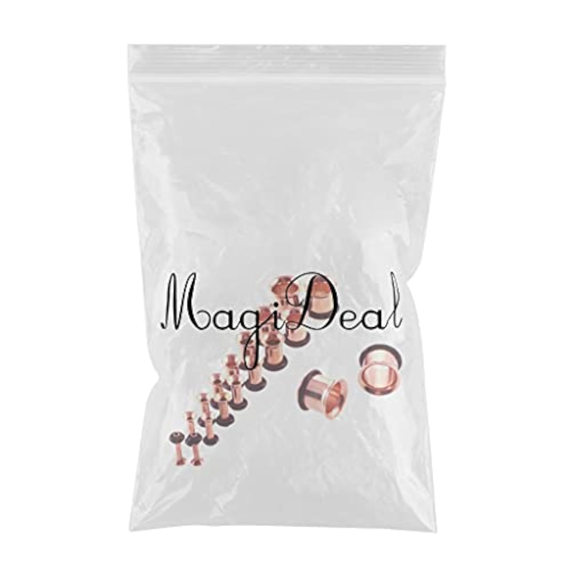 9 Pair Rose Gold Stainless Steel Ear Gauges Stretching Tunnel Plugs