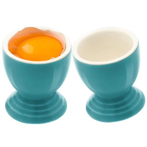 vibedor 2 Pcs Colorful Egg Cups Ceramic Egg Cups, Porcelain Egg Holders for Hard Boiled Egg and Soft...