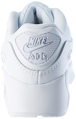 Nike Baby Boy's Air Max 90 Ltr (Infant/Toddler) White/White/Metallic Silver/White 10 Toddler M #TOP2