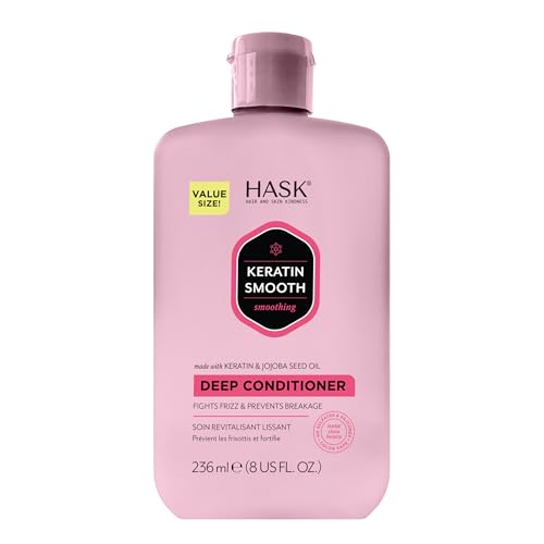 HASK Keratin Smoothing Deep Conditioner Treatment for all hair types color safe gluten free sulfate free paraben free - 8 Fl Oz