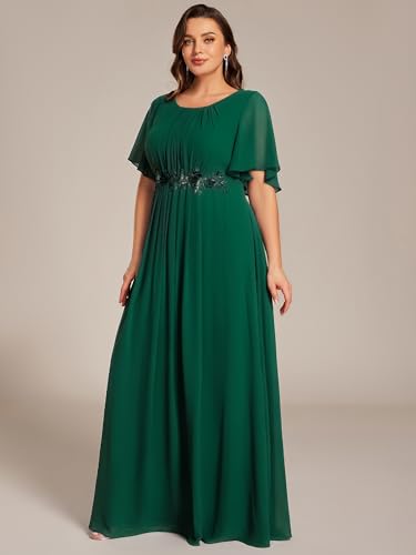 Robe de soirée fluide manches courtes masquant les bras 46 - 4
