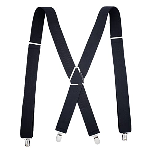 TOVINANNA 1pc X Shape Adjustable Suspenders for Men Heavy Duty Elastic Pants Straps with Strong Clips Fashionable Black Braces for Comfortable Fit and Use