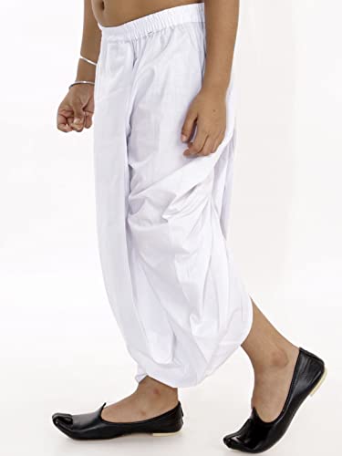 Image of Vastramay Boys' Pure Cotton Traditional Dhoti, Classic Solid Ready-to-Wear Dhoti for Kids with Elastic Waistband