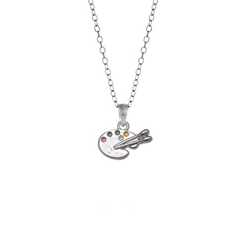 Inspired Silver - Artist's Palette Silver Necklace - Women's & Men's Unisex Pendant Chain - 18 Inch Silver Plated Finish - Lobster Claw Clasp - Gift Ready