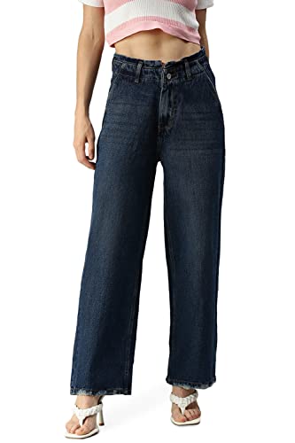 Image of SHOWOFFFF Women Wide Leg Jeans | Denim Jeans for Womens | Mid-Rise Regular Length Jeans for Women's