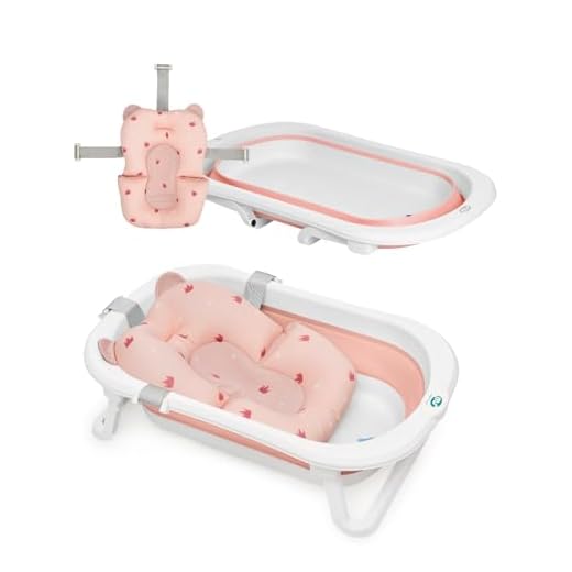 MS Flex + Cojín Reductor - Bañera Plegable para Bebé con Patas y Cojín Reductor Adaptable - Bañera para Bebé Fácil de Guardar - Portátil para Casa o para Llevar de Viaje