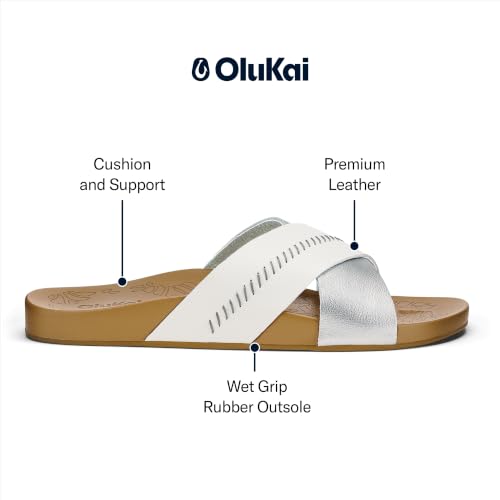Image of OluKai Kipe'a Olu Women's Slide Sandal, Premium Leather, Relaxed & Dressy Design For Any Occasion, All-Day Comfort & Fit