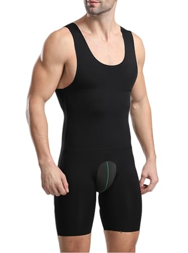 Men Full Body Shaper Slimming Compression Bodysuit Lightweight Seamless Open Crotch Tummy Control Shapewear