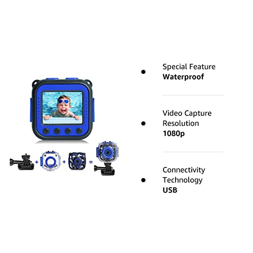 Prograce [Upgraded] Kids Waterproof Camera Action Video Digital Camera 1080 Hd Camcorder For Boys Toys Gifts Build-In Game(Blue) #TOP7