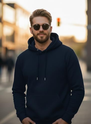 Image of Men Regular Fit Fleece ||Black||Hoodie Solid||Sweatshirt-JM3860