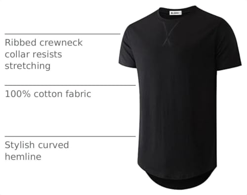 Image of KLIEGOU Men's 100% Cotton Longline T-Shirt, Pre-Shrunk Soft