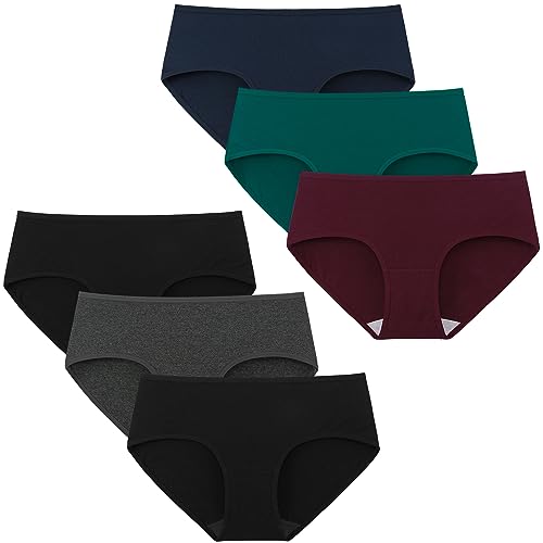 INNERSY Women's Regular Cotton Underwear Soft Breathable Hipster Panties 6-Pack(Dark Vintage,Medium)