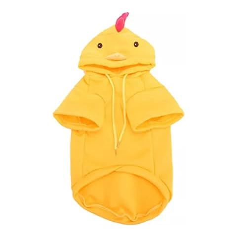 ZNZT Dog Clothes Autumn Winter Pet Dog Pajamas Shih Tzu Yorkshire Jumpsuit Cute Yellow Chicken Hoodie Cover
