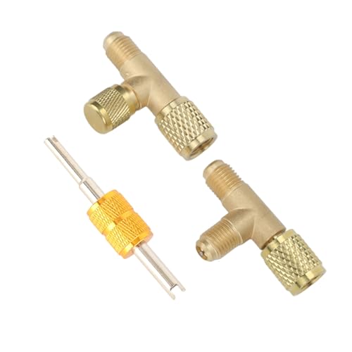 Image of Brass Tee Adapter, Leakproof Wearproof 1 /4in Valves Core Tee Adapter for R22 R12 R134 Refrigerant