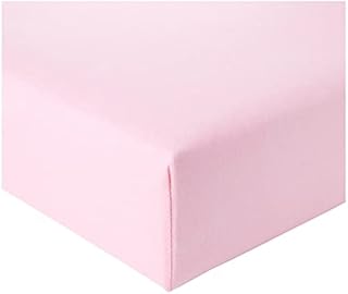 Dudu N Girlie - Cot Bed Sheets 140 x 70 Fitted - Jersey Cotton Hypoallergenic Cot Bed Bedding Fully Elasticated Skirt Breathable Easy Care - (Pack of 2, White & Pink)