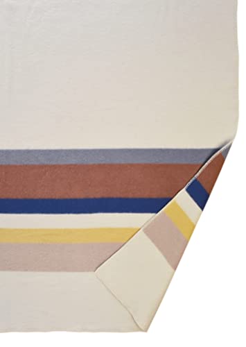 Woolino Soft Washable Wool Blanket - Pure Australian Virgin Wool Camp Blanket, Mid-Weight, Warm Home And Outdoor Oversized Throw, Twin, Travel And Car Blanket, Cream Dunes (Ivory, Rust And Navy) #TOP3