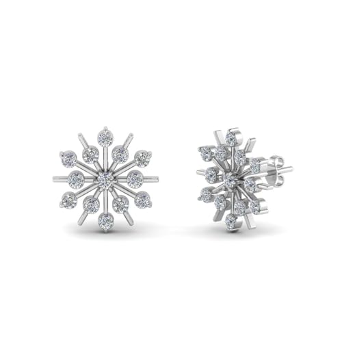 14K Gold 1/2 Carat Round Cut Lab Grown Diamond Snowflake Stud Earrings For Women (0.45 Ctw, G-H Color, SI1-SI2 Clarity) Premium Collection4