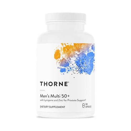 THORNE - Men's Multi 50+ - Comprehensive Daily Multivitamin with Vitamins A, B6, B12, C, D, E, Zinc & More - Support Heart, Brain, Prostate, Muscle & Immune Health* - 180 Capsules