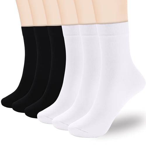 Image of Corlap Women's Thin Above Ankle Socks - 6Pairs Cotton Casual Bootie Dress Crew Socks
