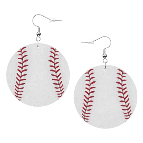 Baseball Earrings For Women, Dangle Earrings Jewelry For Women, Lightweight Faux Leather Earrings Gifts