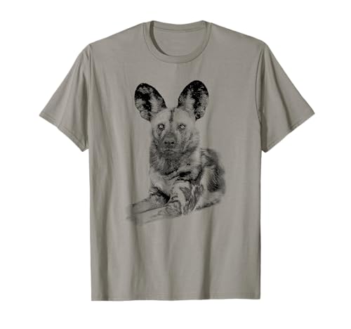 Cuadro de perro pintado africano en medio tonos retro Camiseta ⭐