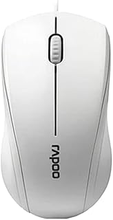 Rapoo N1200 Silent Wired Mouse, 1000 DPI 5ft Cord Quiet Button Optical Computer Mouse, Left Right Hand Use, for Laptop Chromebook Mac Notebook, Matte White