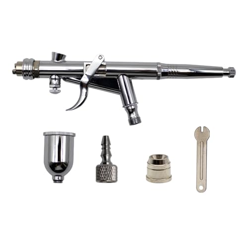 Image of Uouteo Airbrush Trigger Gun, Air Brush Gun with 0.5mm Fan Spray Cap /Needles /Nozzles, 15 CC Cup for Painting Model Nails Cake Makeup