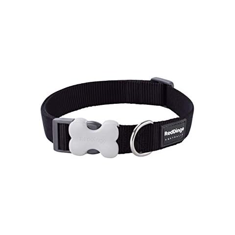 Red Dingo Bucklebone Dog Collar Plain, Black, Medium 20mm Cover