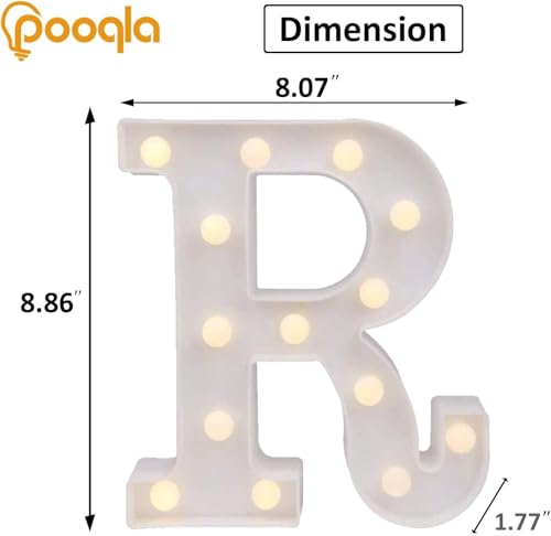Image of Pooqla LED Light Up Letters, Warm White and Colorful Lighted Marquee Letters with Remote, Lighted Letter for Party Birthday Decorations, Gift for Girls Boys Night Light, Wedding Home Decor, Letter R