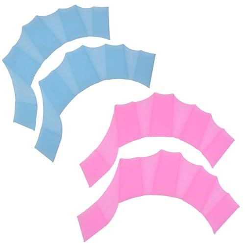 JAMMY 2 Pair Silicone Swim Gear Fins Hand Webbed Training Glove Fingers Hand Palm Webbed Training Gloves Water Resistance, Blue Yellow